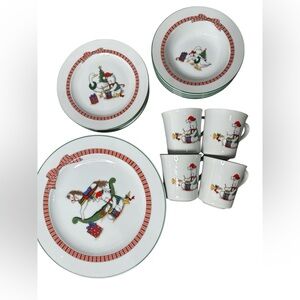 Vintage Anchor Hocking Dinnerware Christmas Set